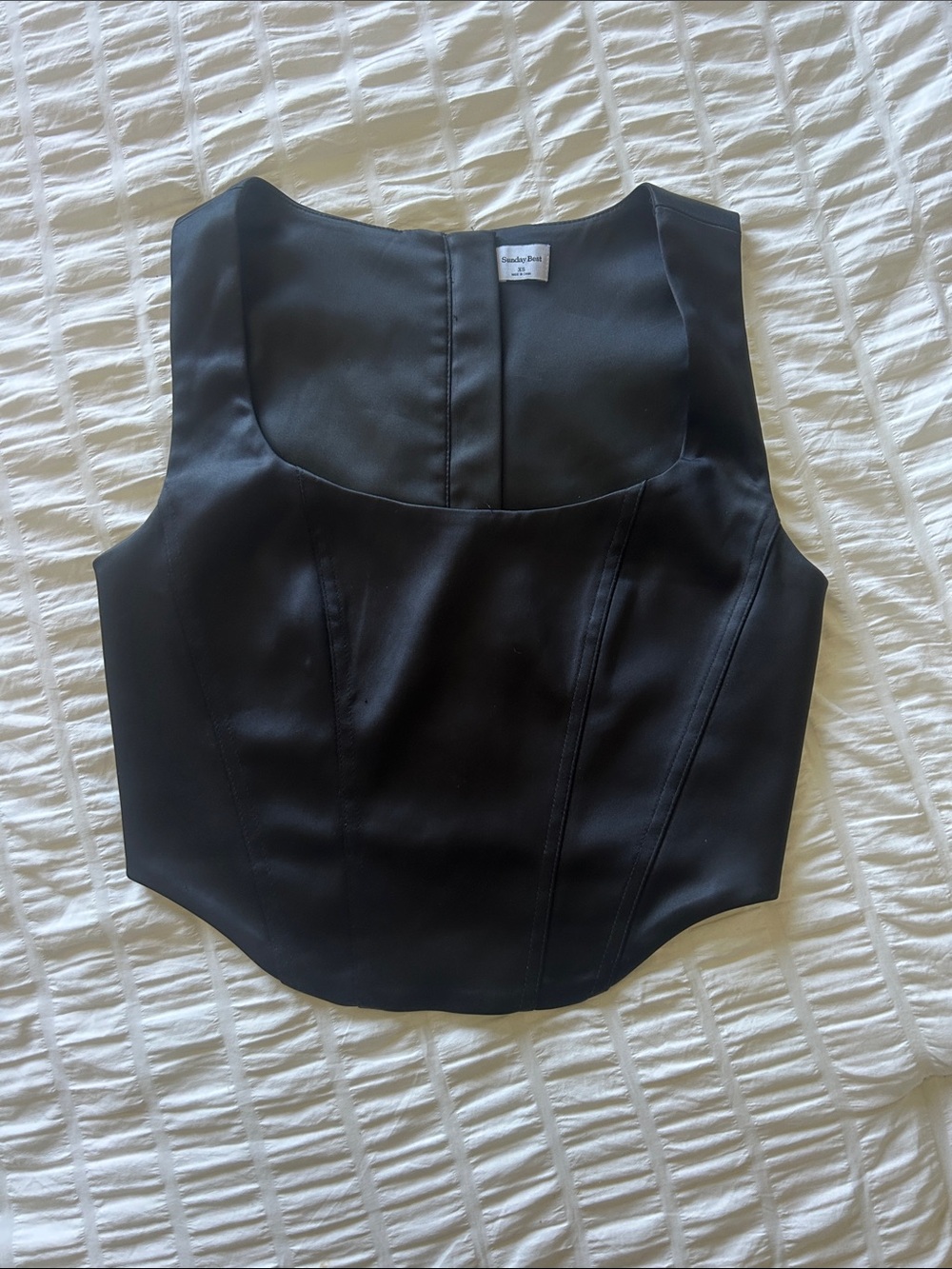 Satin Black Sleeveless Bustier Top - Aritzia Sunday Best